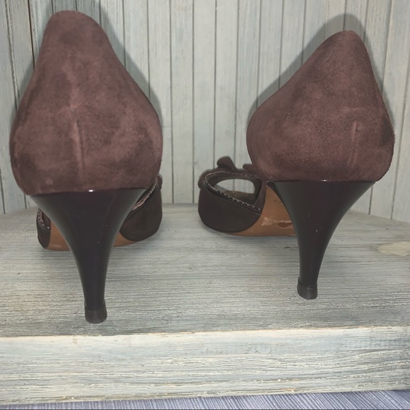 Flawless Moschino Brown Suede Round Toe Heel 39 - Picture 5 of 12